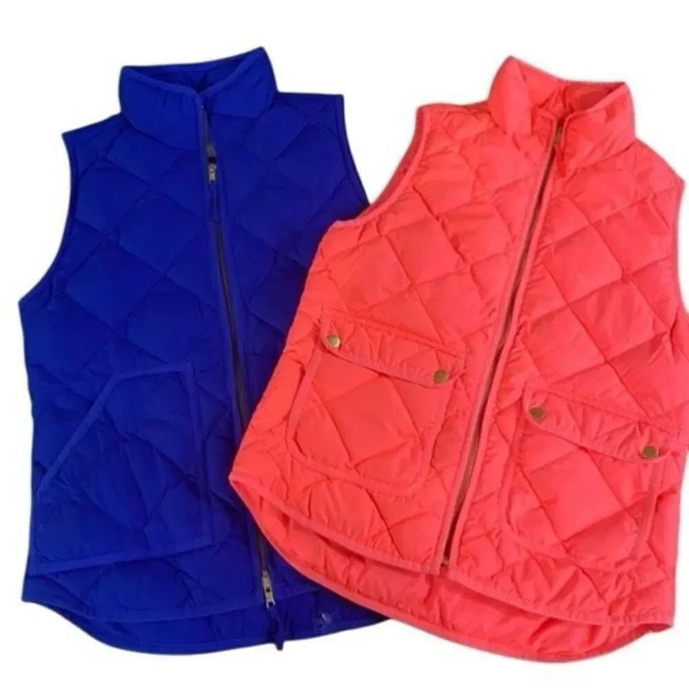 J. crew bundle XS puffer vests zip up pink and blue